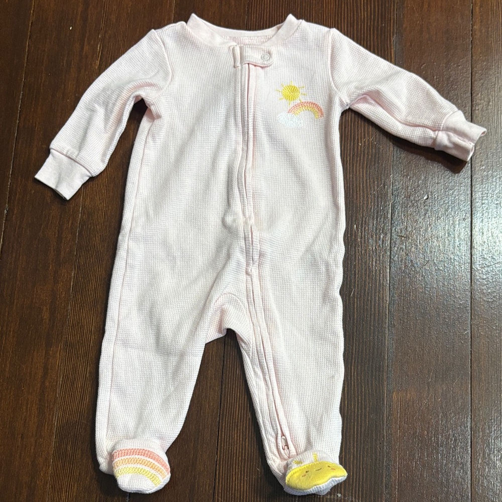 Carter's Light Pink Footie with Sun and Rainbow